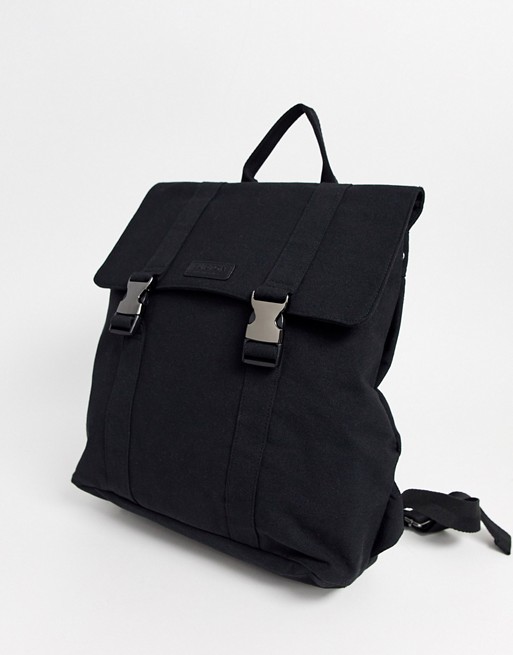 Burton Menswear canvas buckle rucksack in black