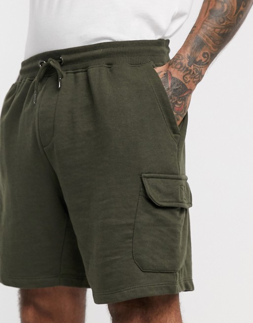 Burton Menswear cargo jersey shorts in khaki