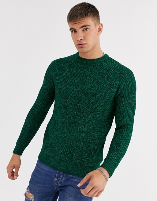 Burton Menswear chunky knit jumper in emerald green