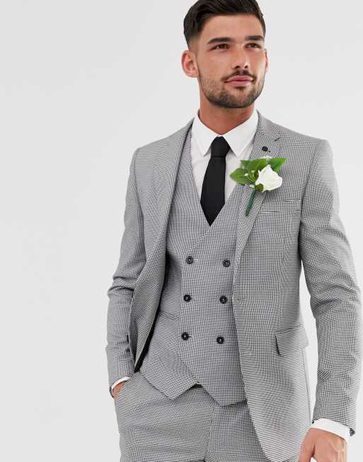 Burton Menswear - Geruit kostuum in zwart, 2 van 4