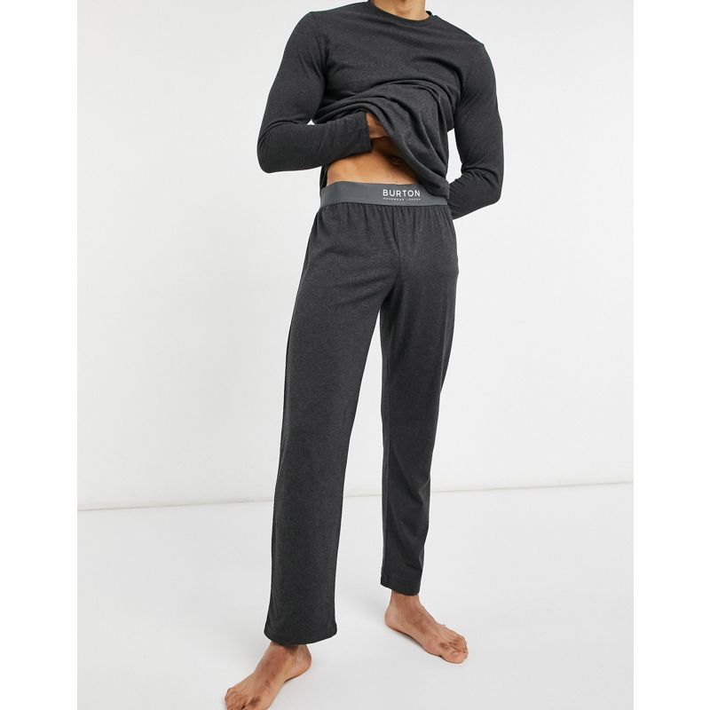 etSee Abbigliamento da casa Burton Menswear - Completo da casa grigio con maglietta a maniche lunghe con tasca e joggers