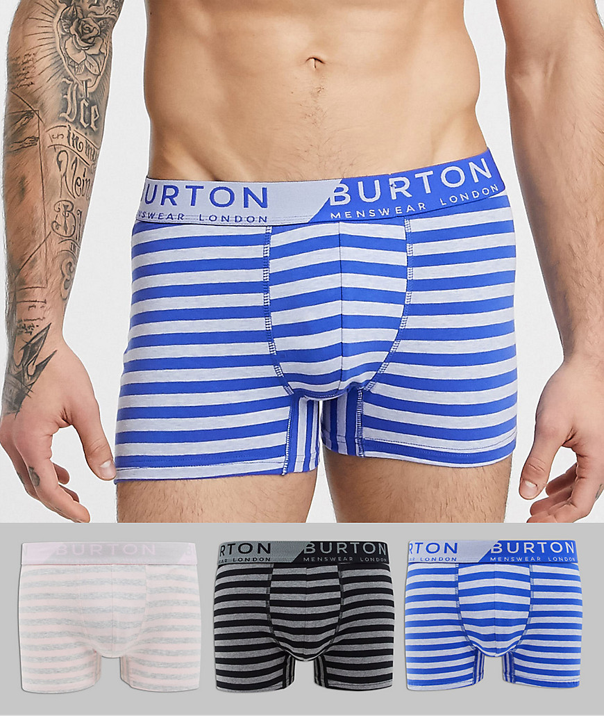 Burton Menswear - Confezione da 3 boxer aderenti a righe blu-Rosso