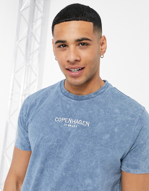 Burton Menswear  Copenhagen printed t-shirt in blue