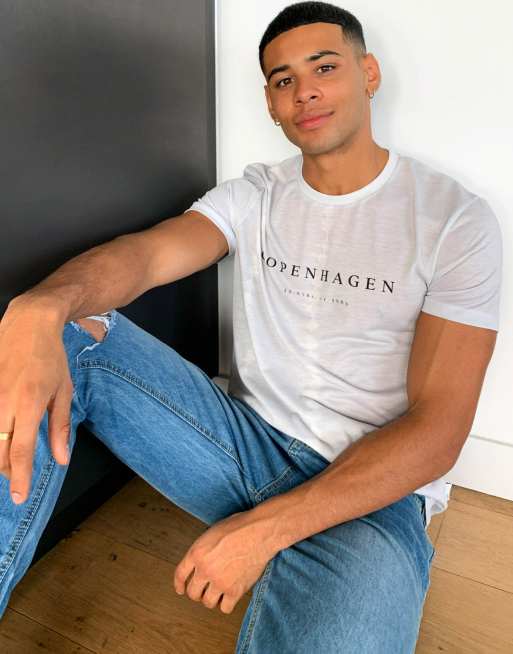 Burton Menswear – Copenhagen – T-Shirt in Grau mit Waschung