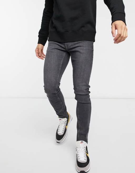 Burton Menswear – Czarne jeansy o obcisłym kroju z efektem sprania