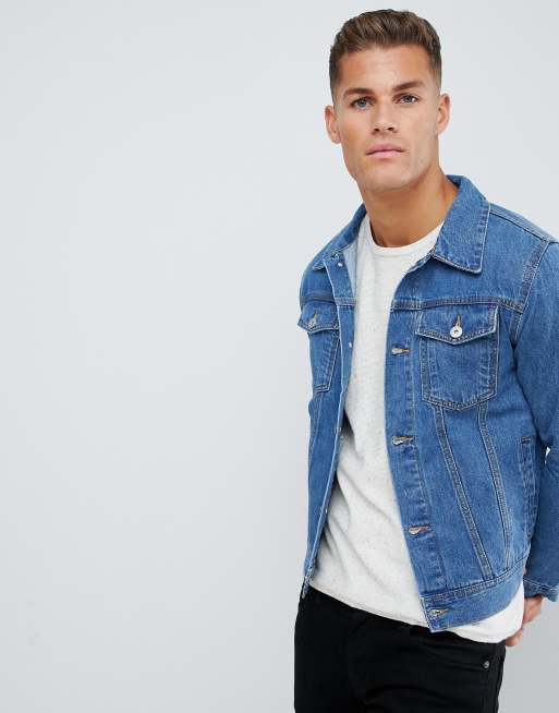 Burton Menswear denim jacket in light blue wash ASOS