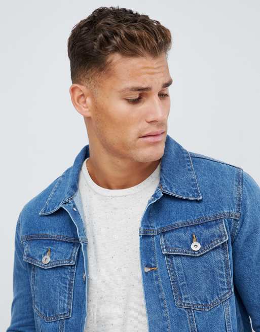 Burton Menswear denim jacket in light blue wash ASOS