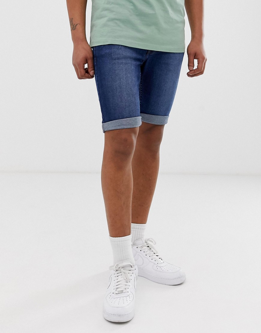 Burton Menswear - Denim short in blauwe wassing