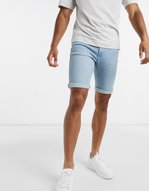 Burton Menswear denim shorts in light blue wash
