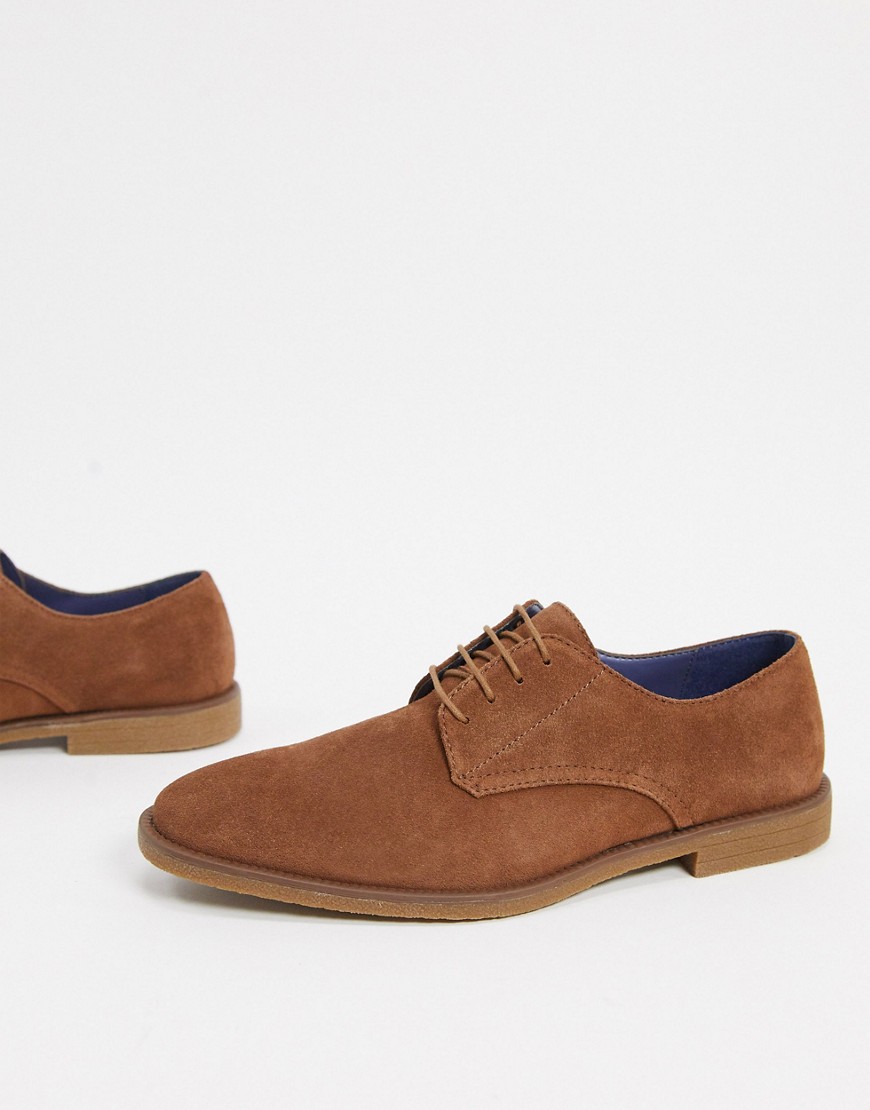 Burton Menswear - derby schoenen van suède in bruin-lichtbruin