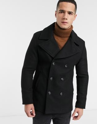 Burton Menswear  Schwarze Cabanjacke aus Wollimitat Schwarz