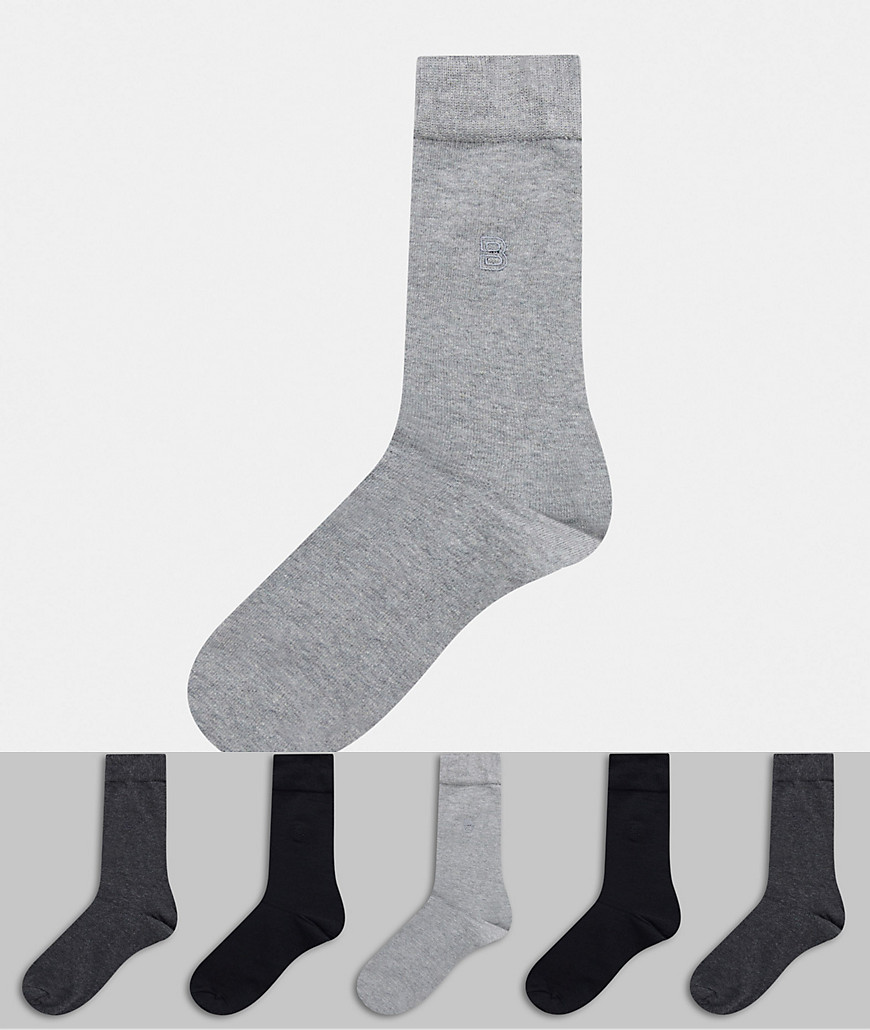 Burton Menswear – Grå och svarta strumpor i 5-pack-Flerfärgad