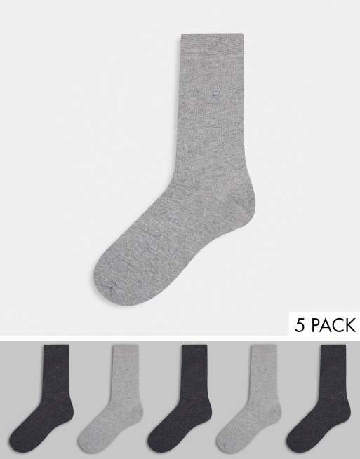 Burton Menswear – Grå strumpor i 5-pack