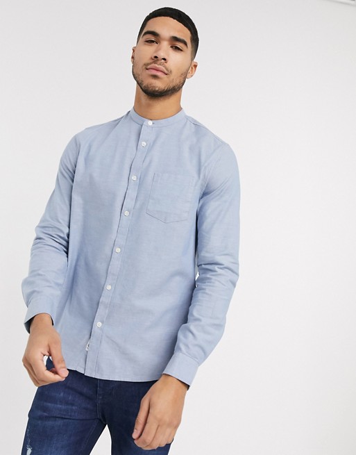 Burton Menswear grandad oxford shirt in light blue