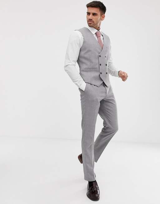 Burton Menswear – Grårutig kostym med extra smal passform, 4 av 4