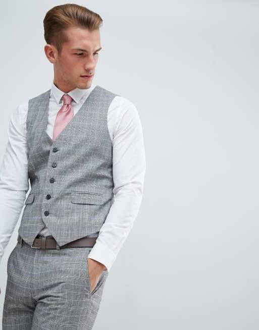 Burton Menswear – Stenfärgad rutig bröllopskostym, 4 av 4