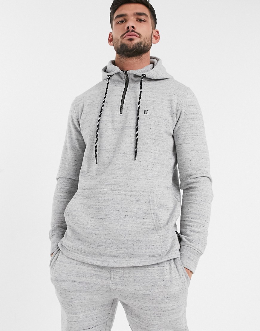 Burton Menswear half zip hoodie in grey