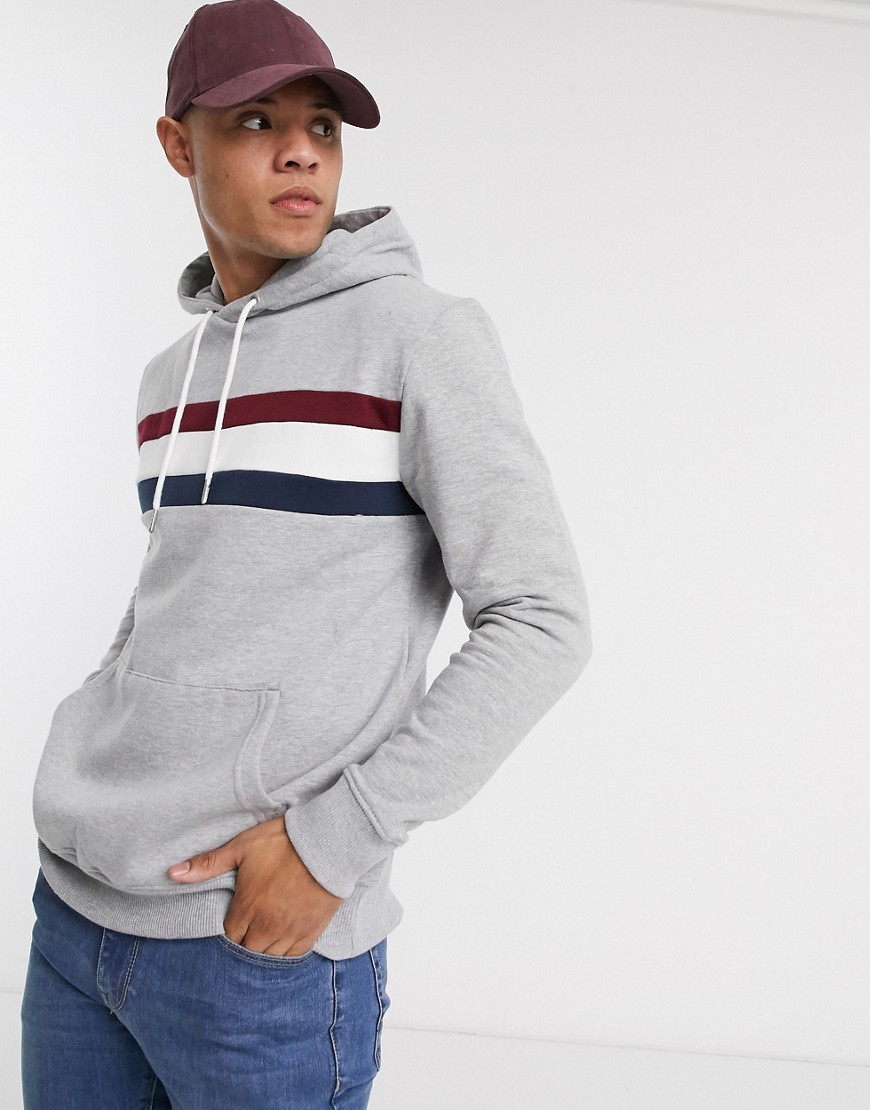 Burton Menswear hoodie with cut & sew in grey