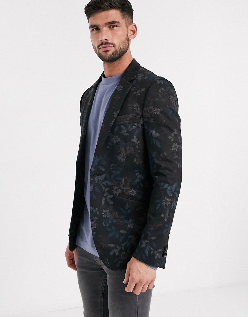 Burton Menswear - Jersey blazer met bloemenprint-Mat