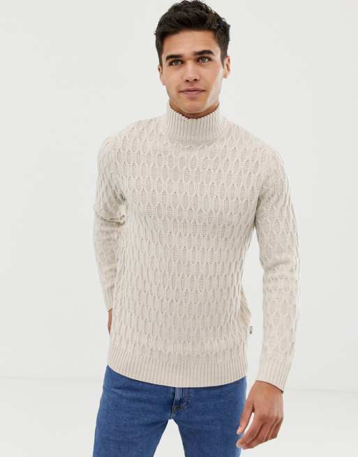 Burton Menswear jumper with turtle neck in ecru ASOS