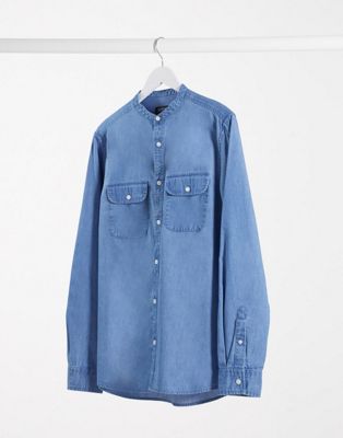 Burton Menswear – Langärmliges Jeanshemd aus Bio-Baumwolle-Blau