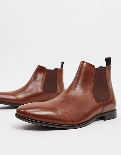 Burton Menswear leather chelsea boots in tan | ASOS
