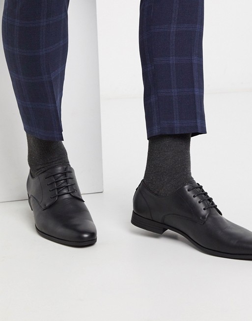 Burton Menswear leather derby shoes in black