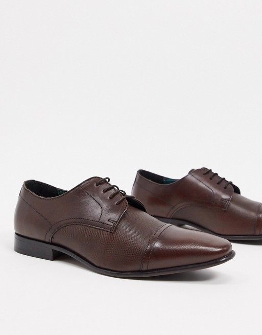 Burton Menswear leather derby shoes in brown | ASOS