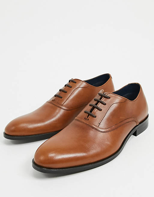 Burton Menswear leather oxford shoes in tan | ASOS