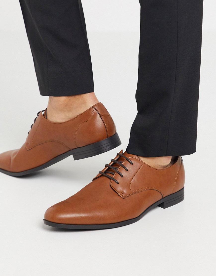 Burton Menswear - Leren derby schoenen in bruin-Lichtbruin
