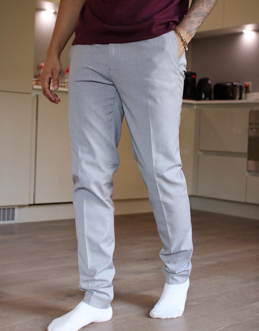Burton Menswear – Ljusgrå finbyxor med extra smal passform