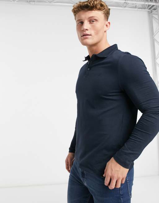 Burton Menswear long sleeve polo in navy ASOS