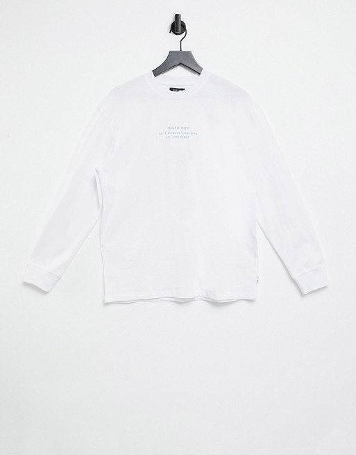Burton Menswear long sleeve t-shirt with Tokyo print in white
