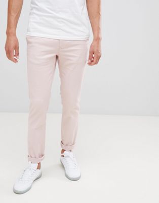 Burton Menswear - Lyserøde skinny chinos-Pink