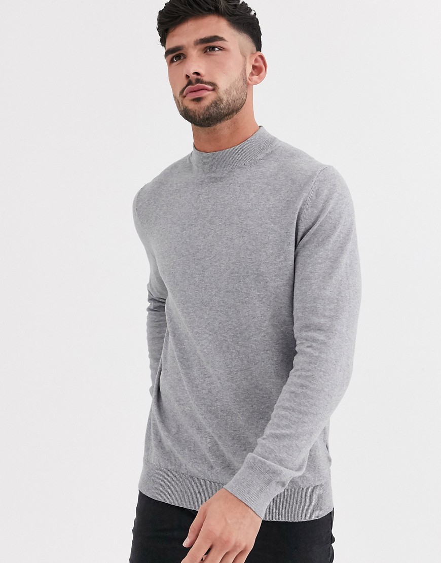 Burton Menswear - Maglione grigio con collo alto