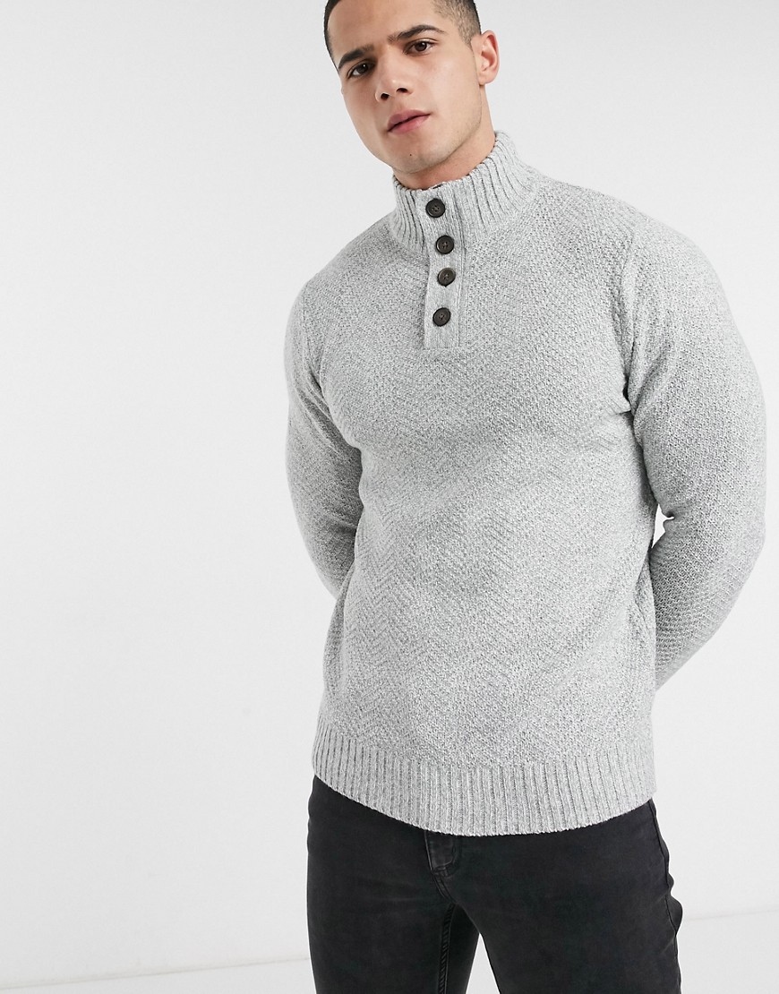 Burton Menswear - Maglione grigio con zip sul collo