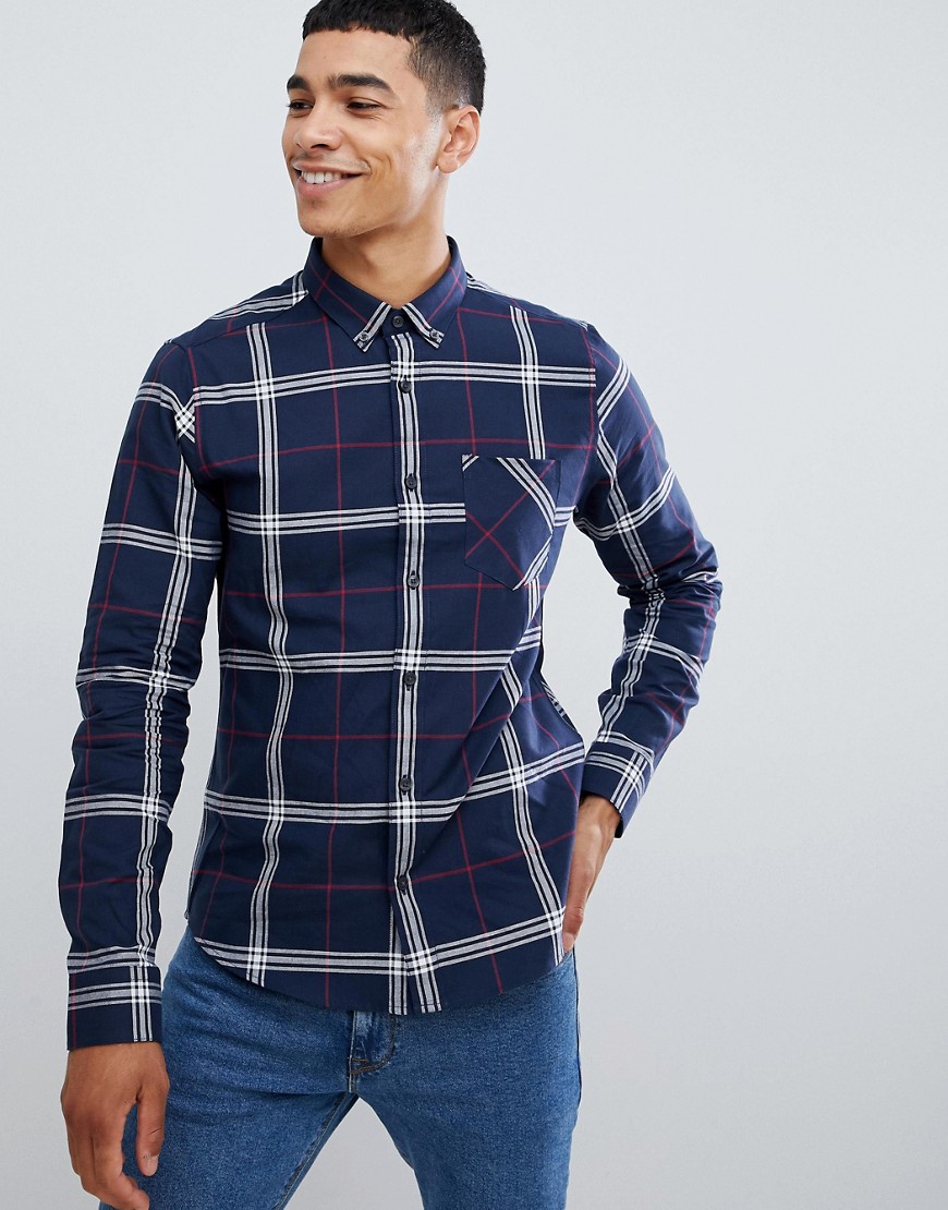 Burton Menswear – Marinblå rutig skjorta