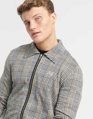 Burton Menswear MB collection jacquard harrington jacket in tan check Brandit Check Duncan Long Sleeve Shirt IiscmShops