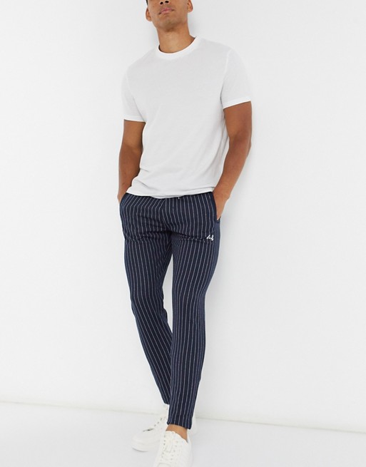 Burton Menswear MB Collection joggers in navy pinstripe