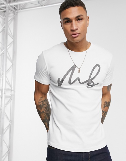 Burton Menswear MB collection t-shirt with logo in white