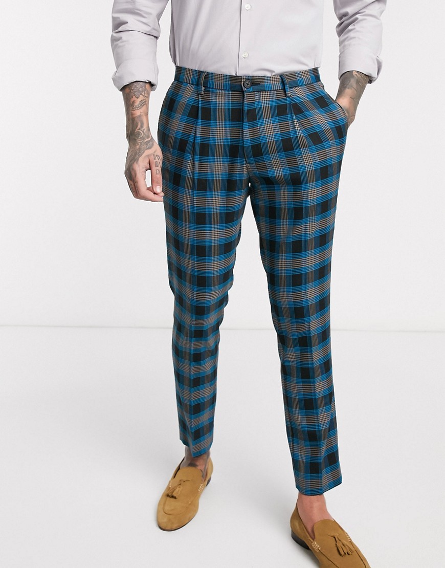 Burton Menswear - Nette skinny broek in blauw met ruit