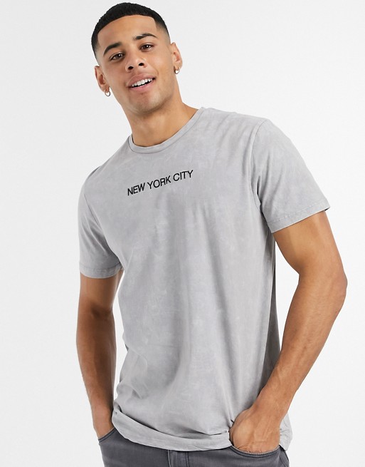 Burton Menswear  NYC printed t-shirt in washed grey