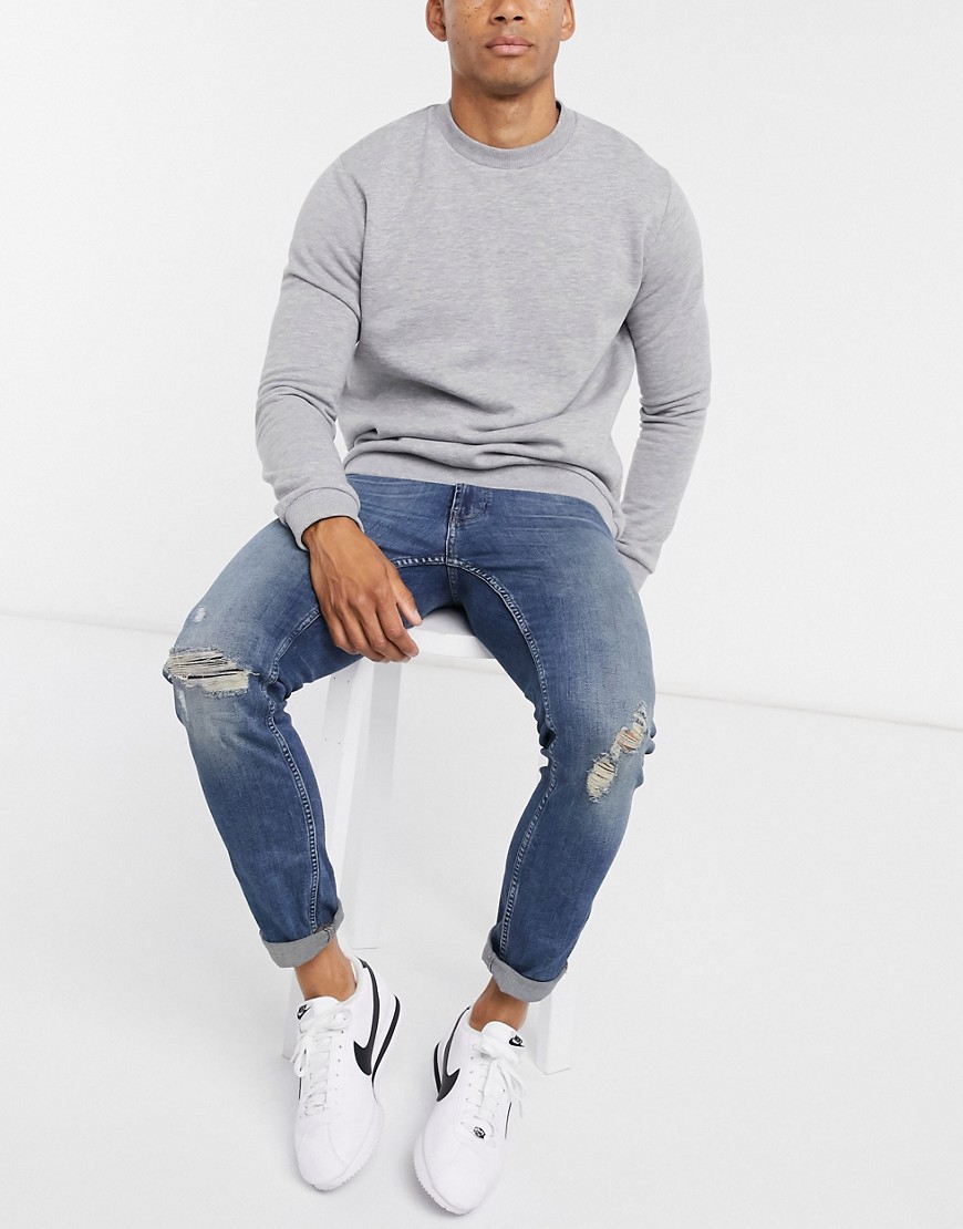 Burton Menswear – Organic – Blå jeans med revor