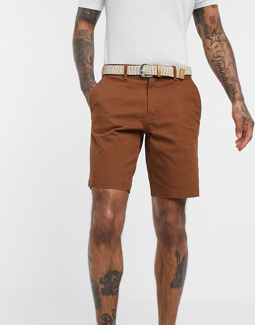 Burton Menswear organic chino shorts in brown