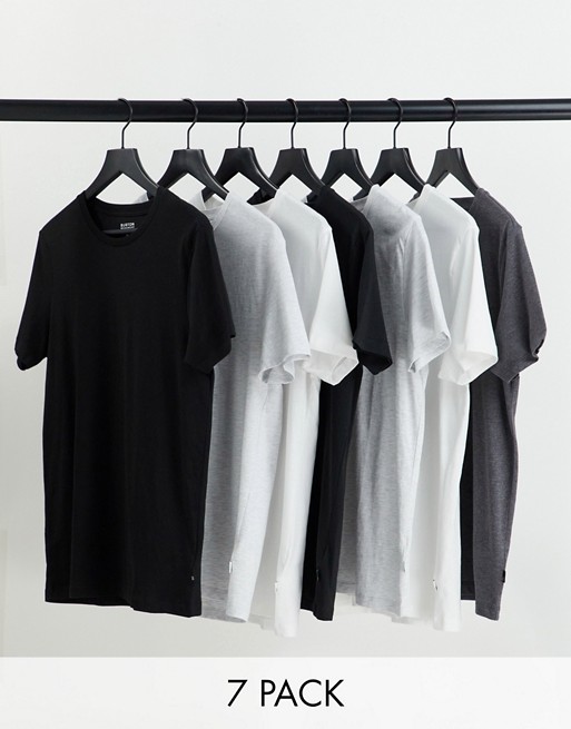 Burton Menswear organic cotton blend 7 pack t-shirt in multi