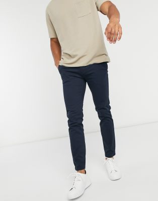 Burton Menswear organic cotton skinny chinos in navy