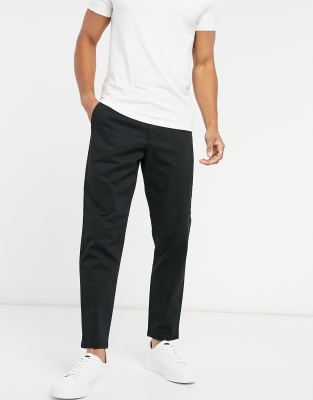 Burton Menswear organic cotton tapered chinos in black