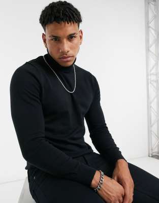 black knitted polo neck jumper