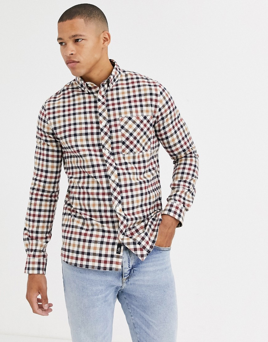 Burton Menswear - Overhemd in kiezelkleur met traditionele ruit-Kiezelkleurig
