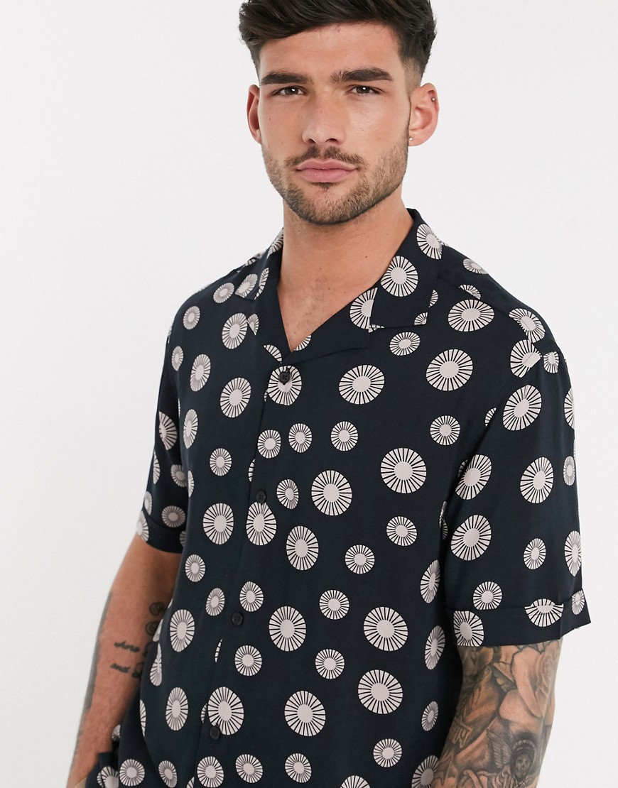 Burton Menswear - Overhemd met tegelprint in zwart